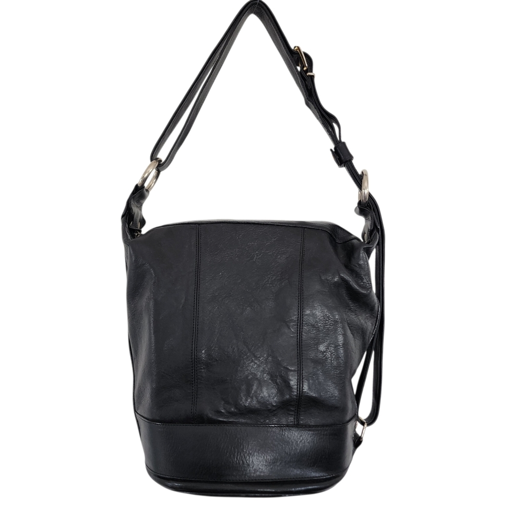 Marco Valentino Black Leather Bucket Bag Large Shoulder Bag - Picture 3 of 16